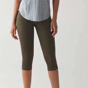 Lululemon Flow & Go Seamless Crop-Size 8-Military Green